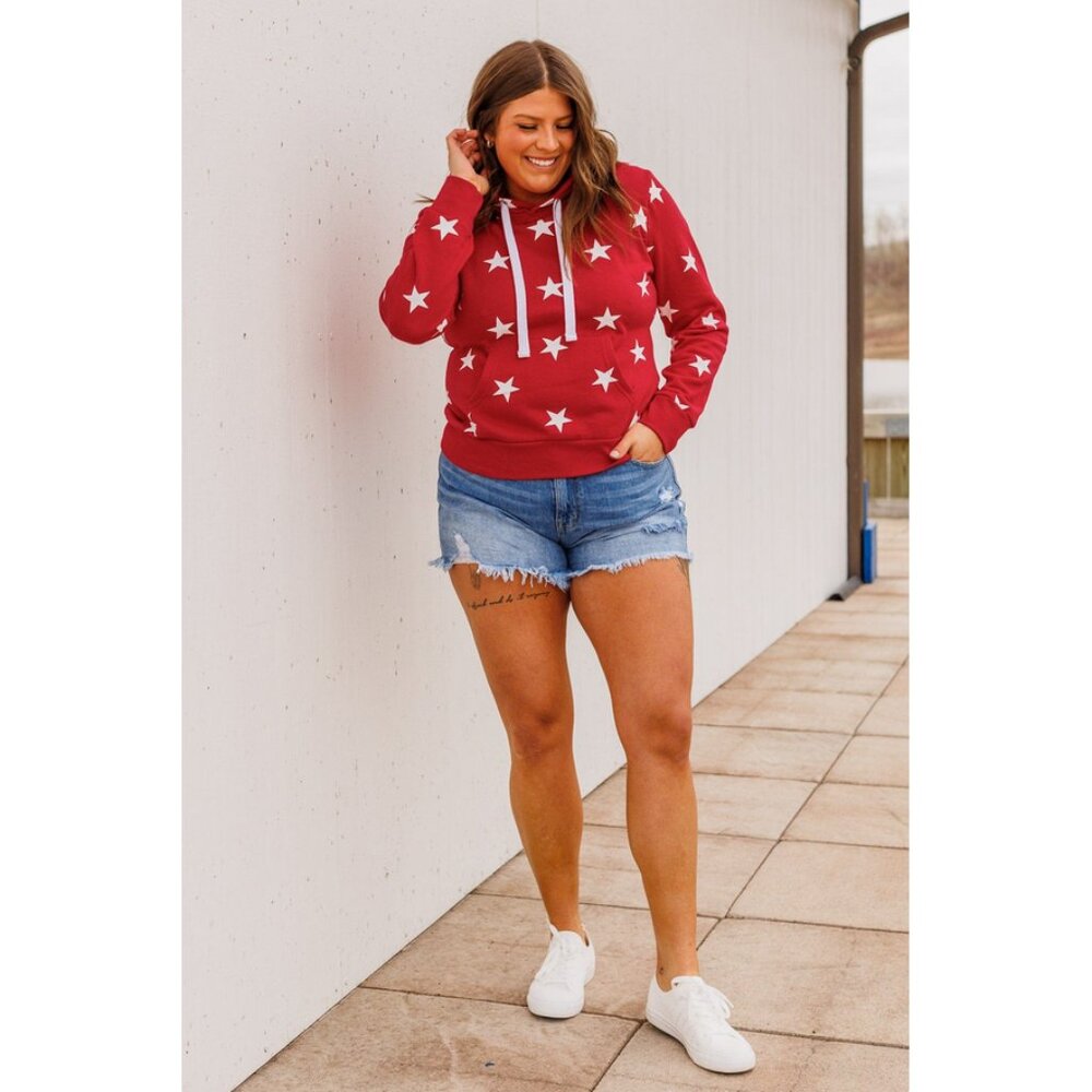 The Pulse Boutique Sz. L Red Be A Star Drawstring Hoodie